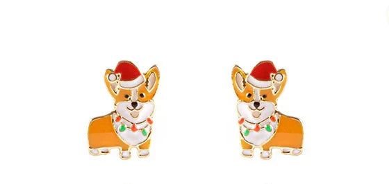 Christmas Corgi Earrings