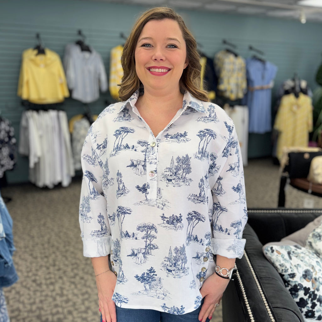 Roll Tab Cuff Long Sleeve High-Low Shirt Top