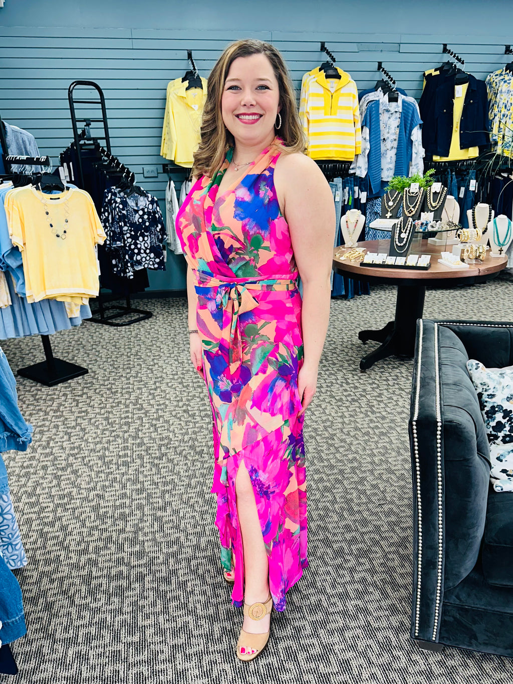 Halter Maxi Dress With Sash Belt