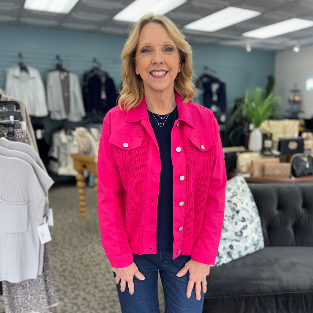 Cuffed Faux Flap Pocket Button Jean Style Jacket