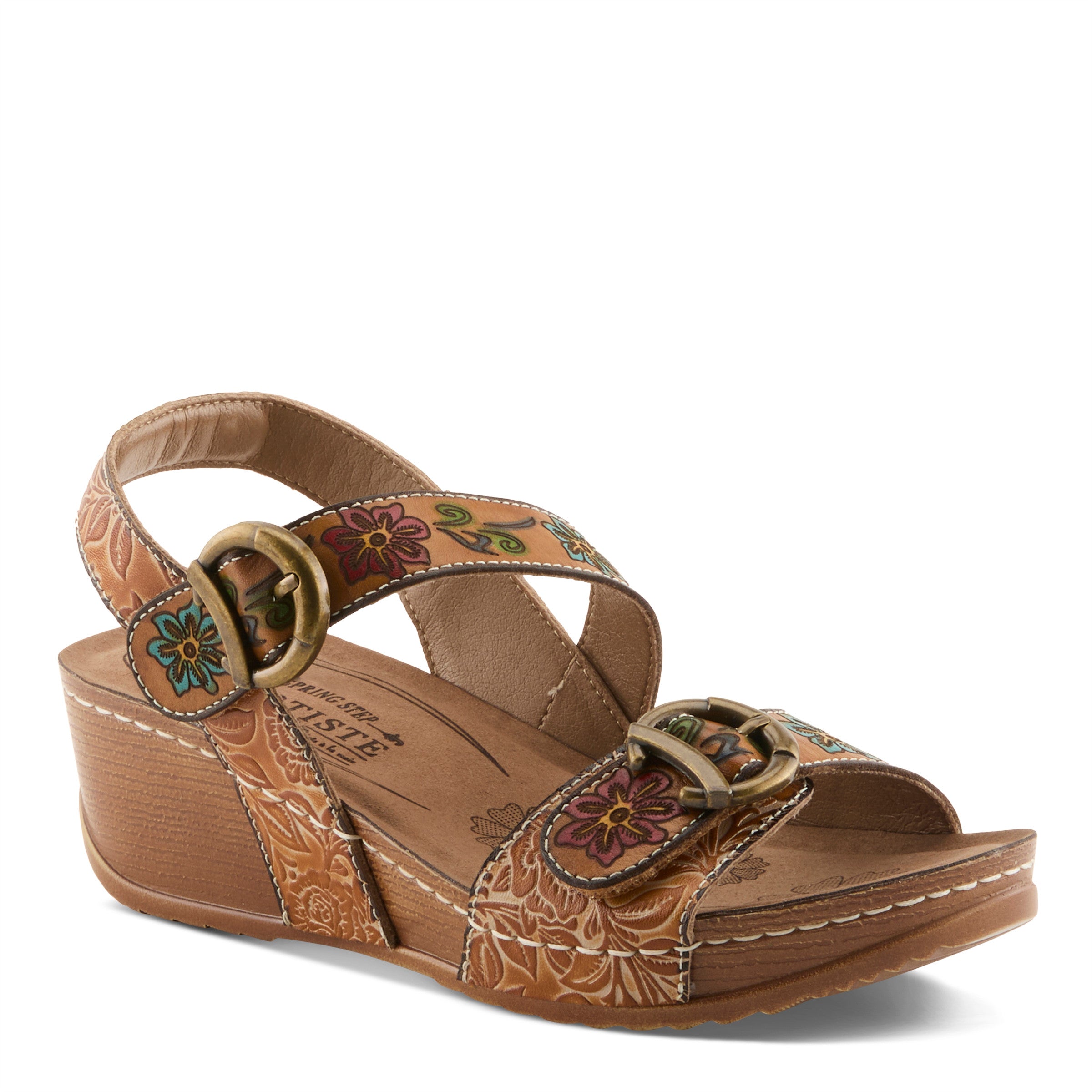 L’ARTISTE Gottaget Hand-Painted Leather Wedge Sandal