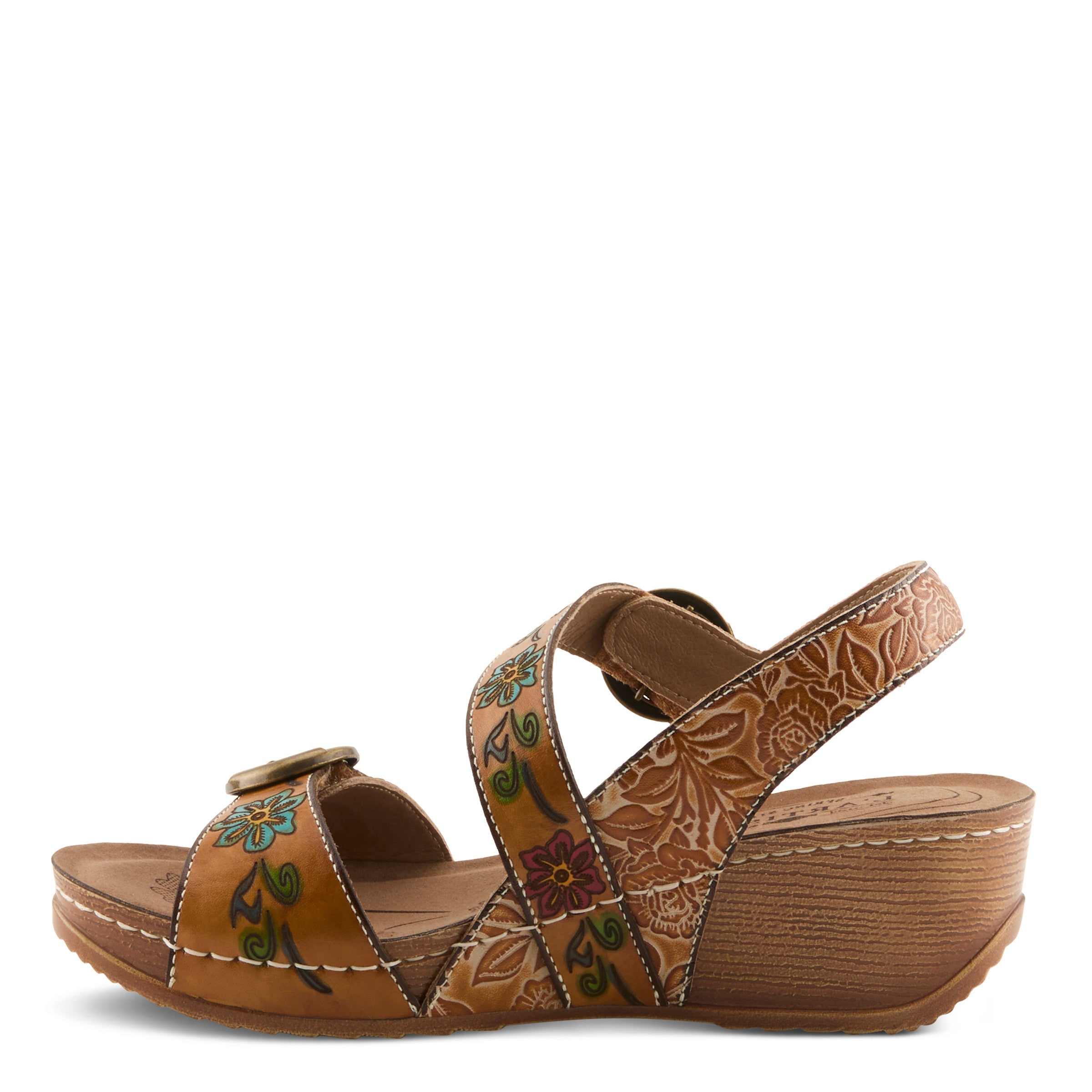 L’ARTISTE Gottaget Hand-Painted Leather Wedge Sandal