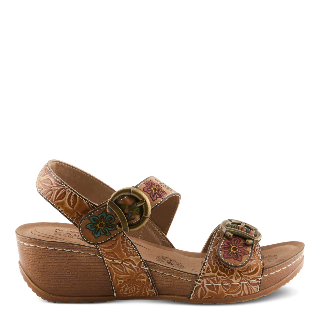 L’ARTISTE Gottaget Hand-Painted Leather Wedge Sandal