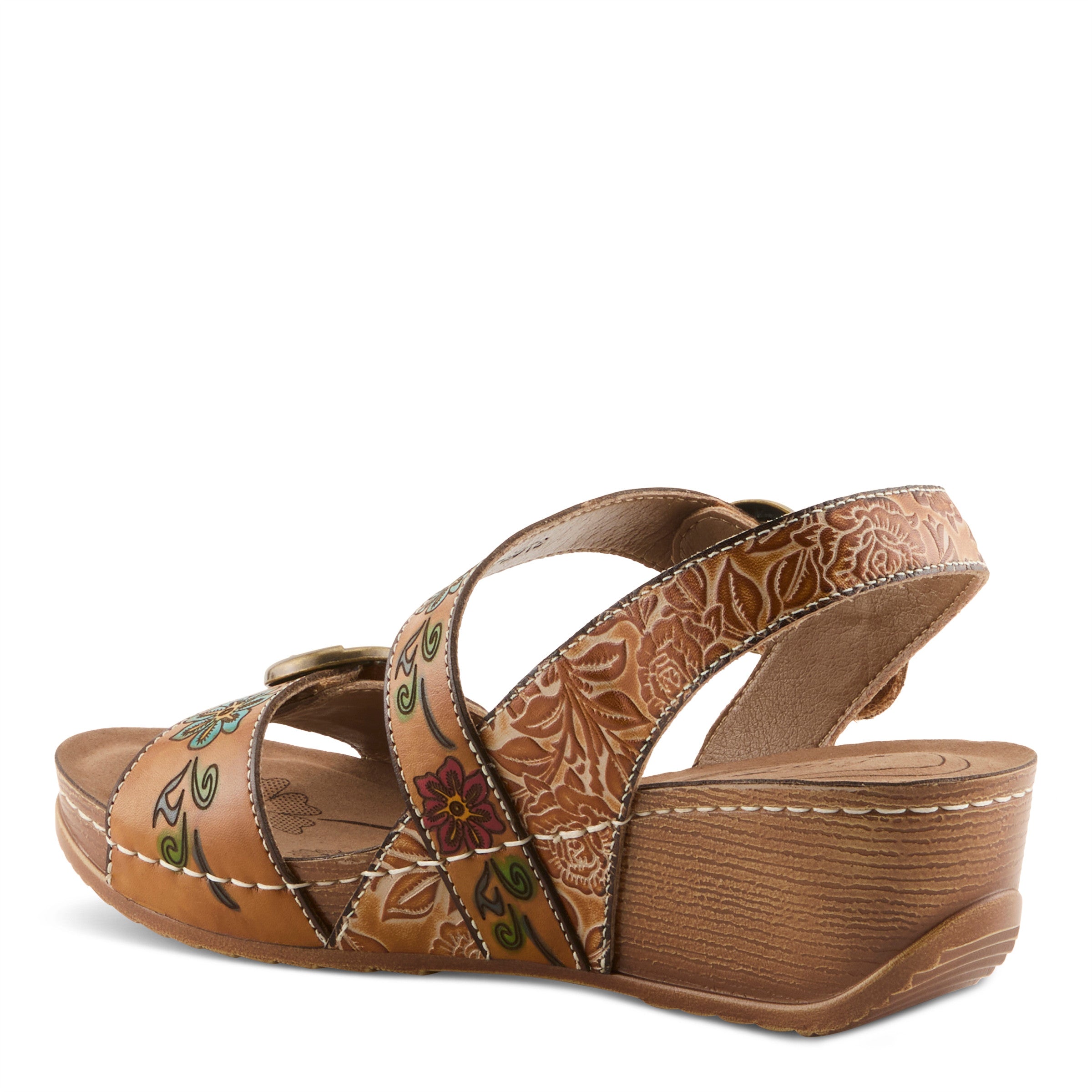 L’ARTISTE Gottaget Hand-Painted Leather Wedge Sandal