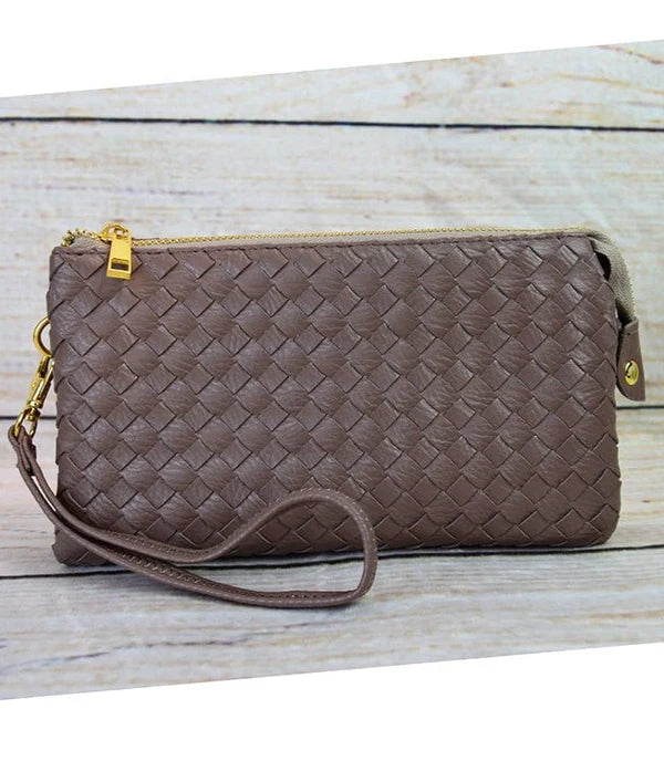 Woven Three Compartment Clutch