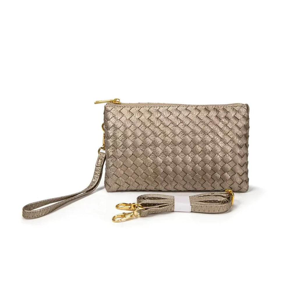 Woven Three Compartment Clutch