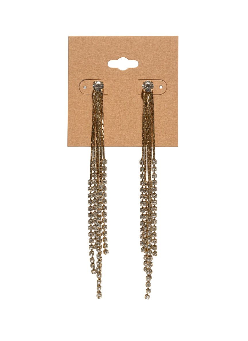 Rhinestone and Metal Dangle Earrings