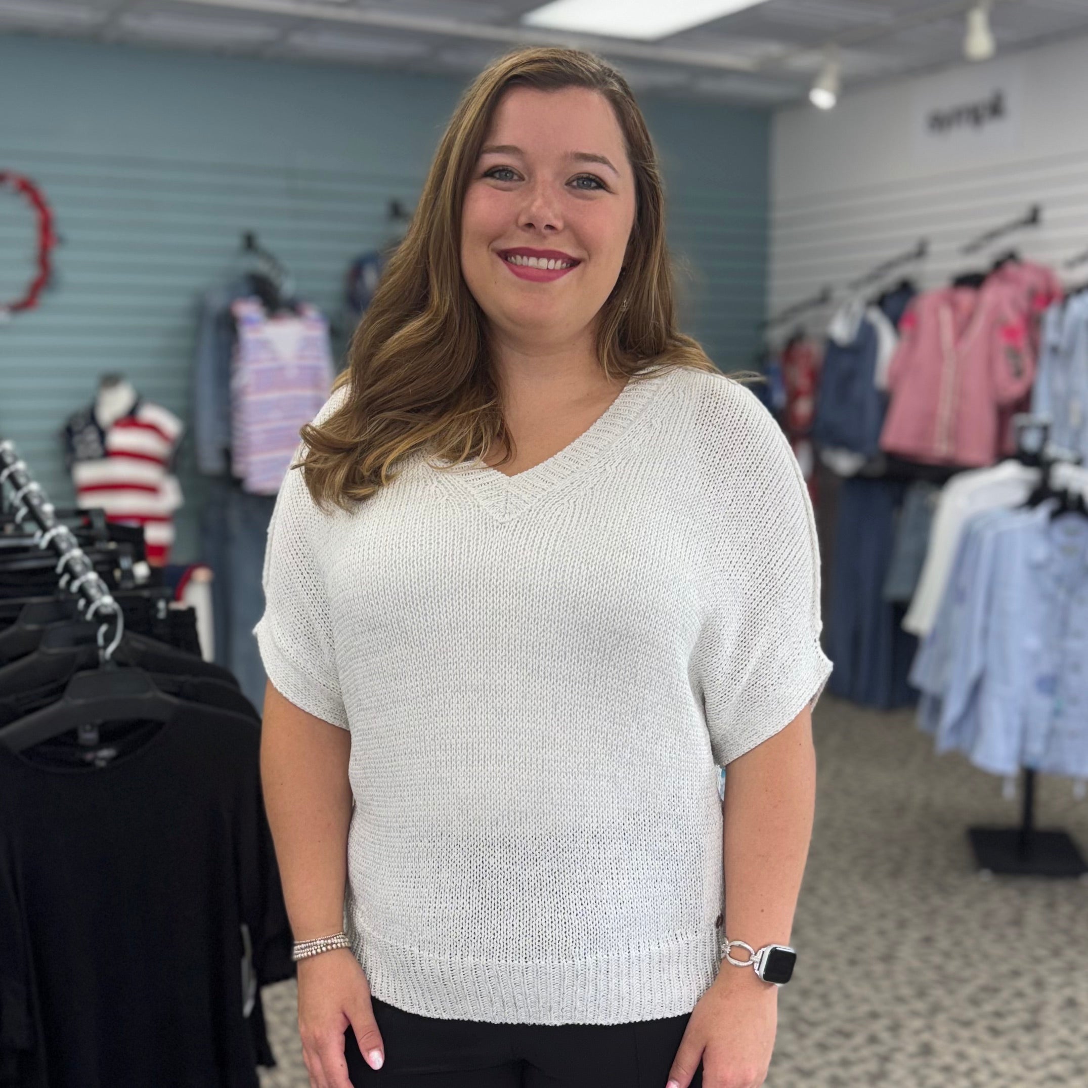 Viscose And Lurex Sweater Knit Relaxed Top