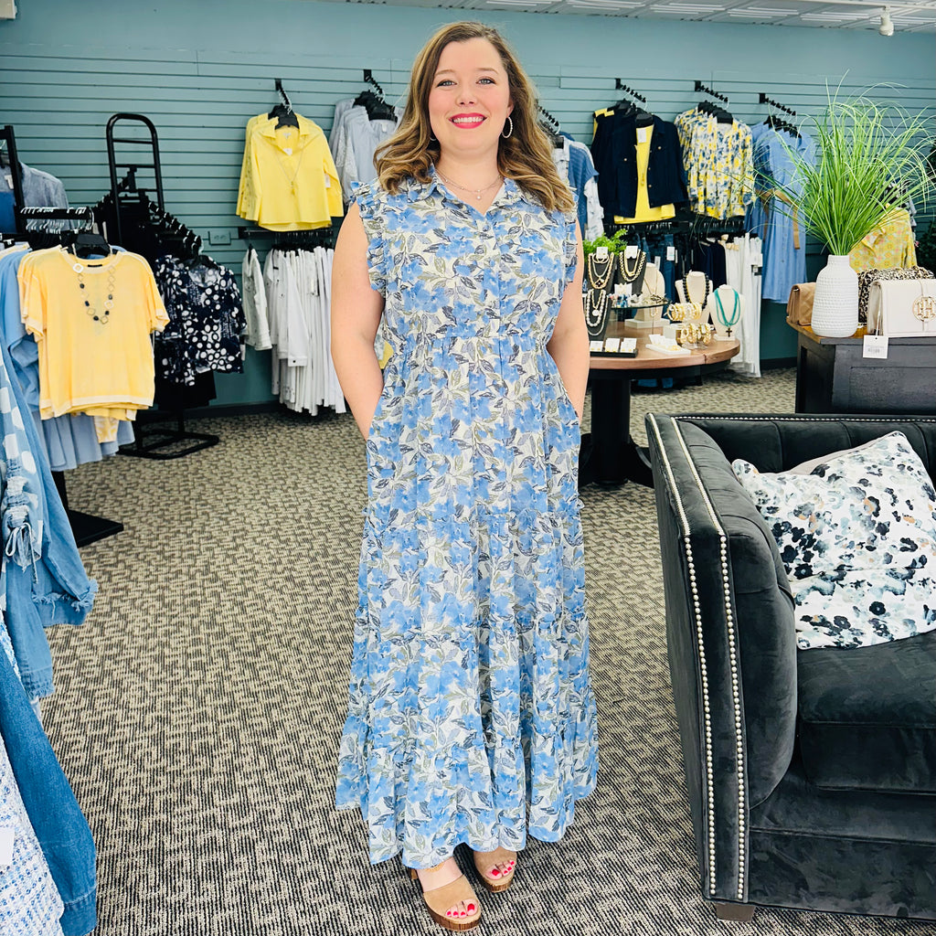 Floral Print Chiffon Midi Dress