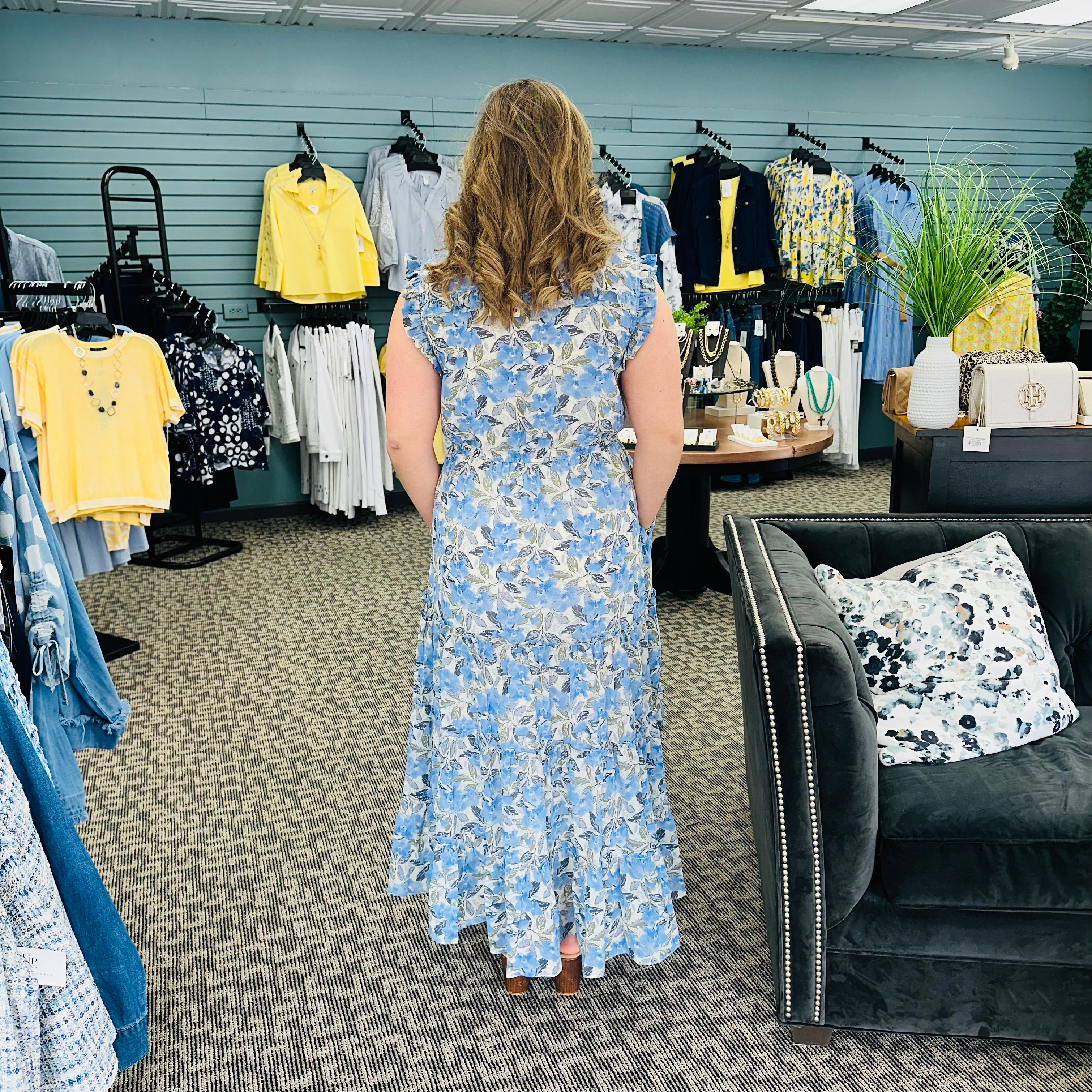 Floral Print Chiffon Midi Dress