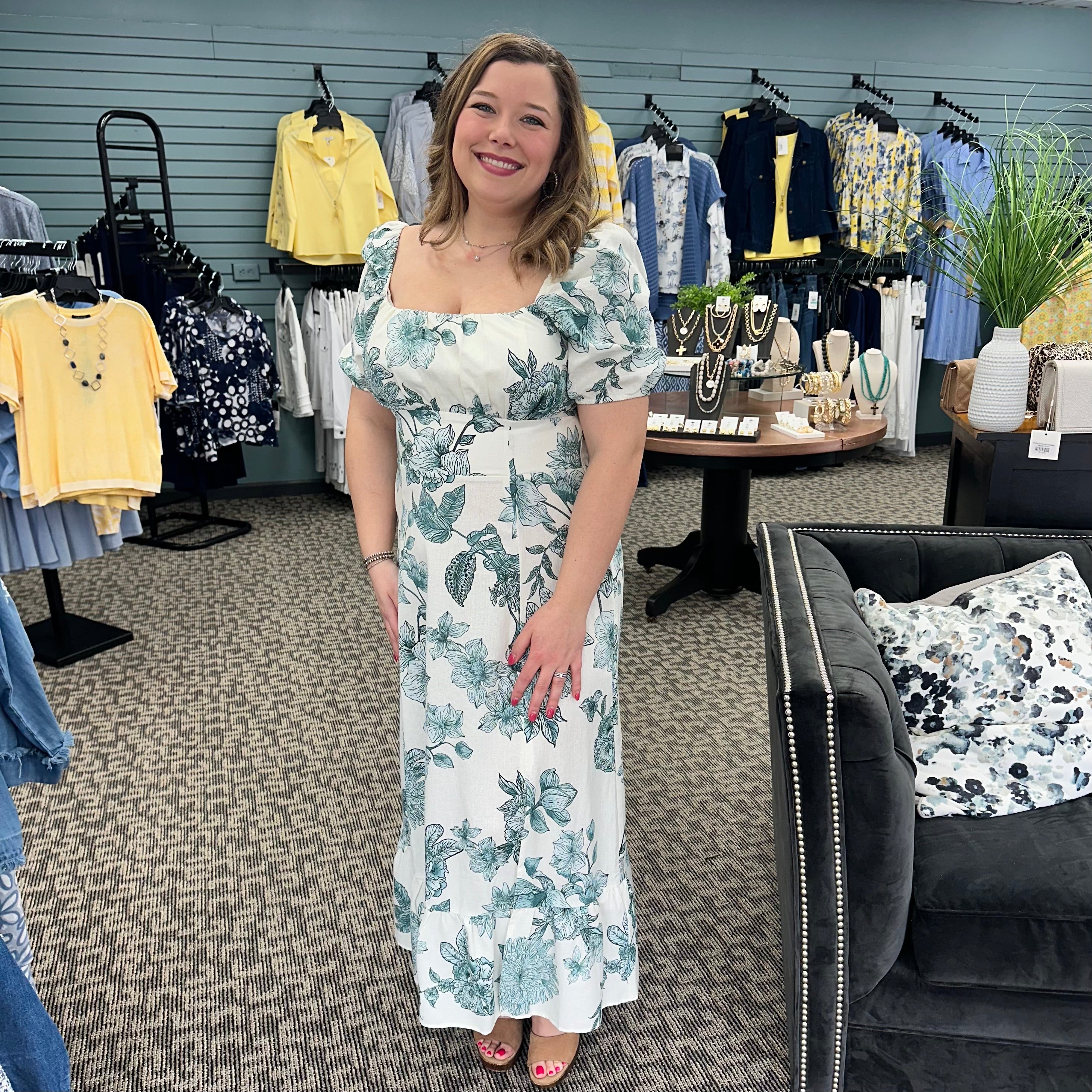 Square Neck Midi Dress