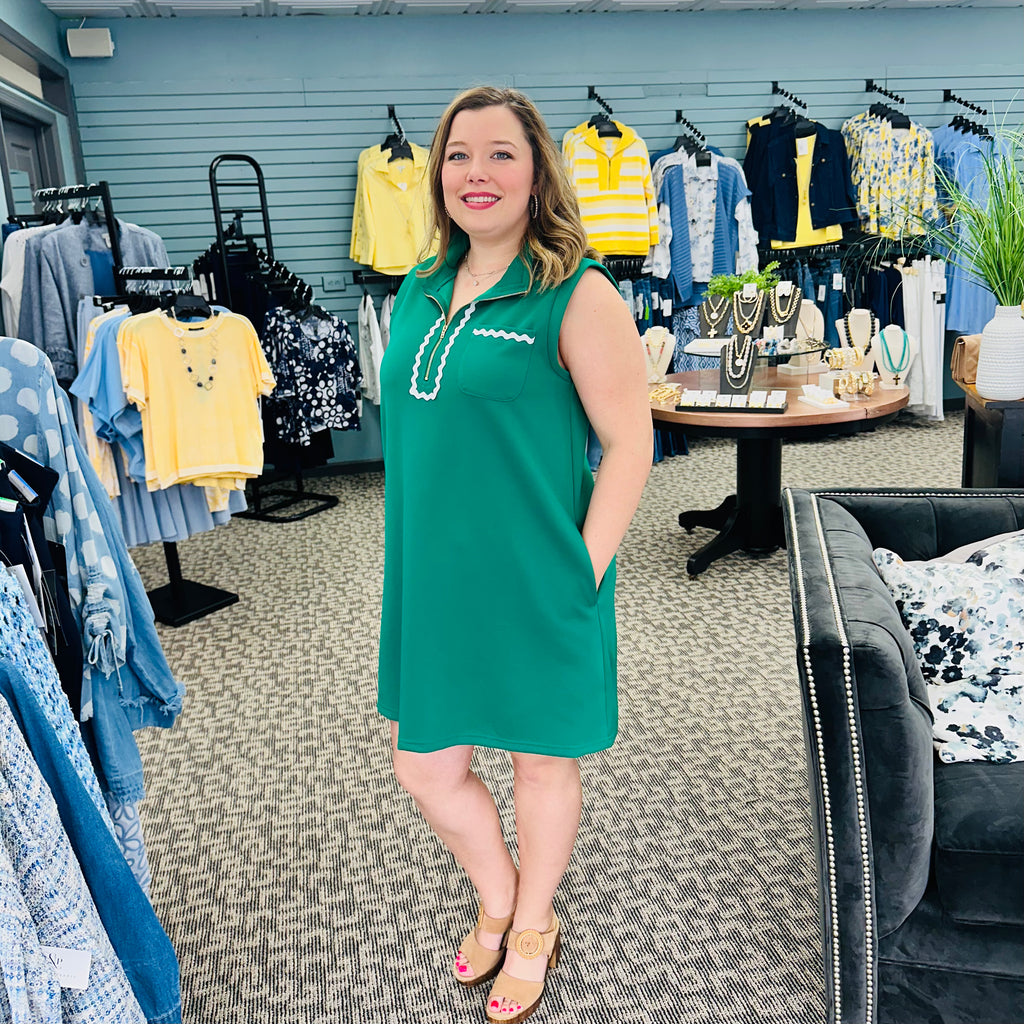 Sleeveless Mock Neck Zip Shift Dress