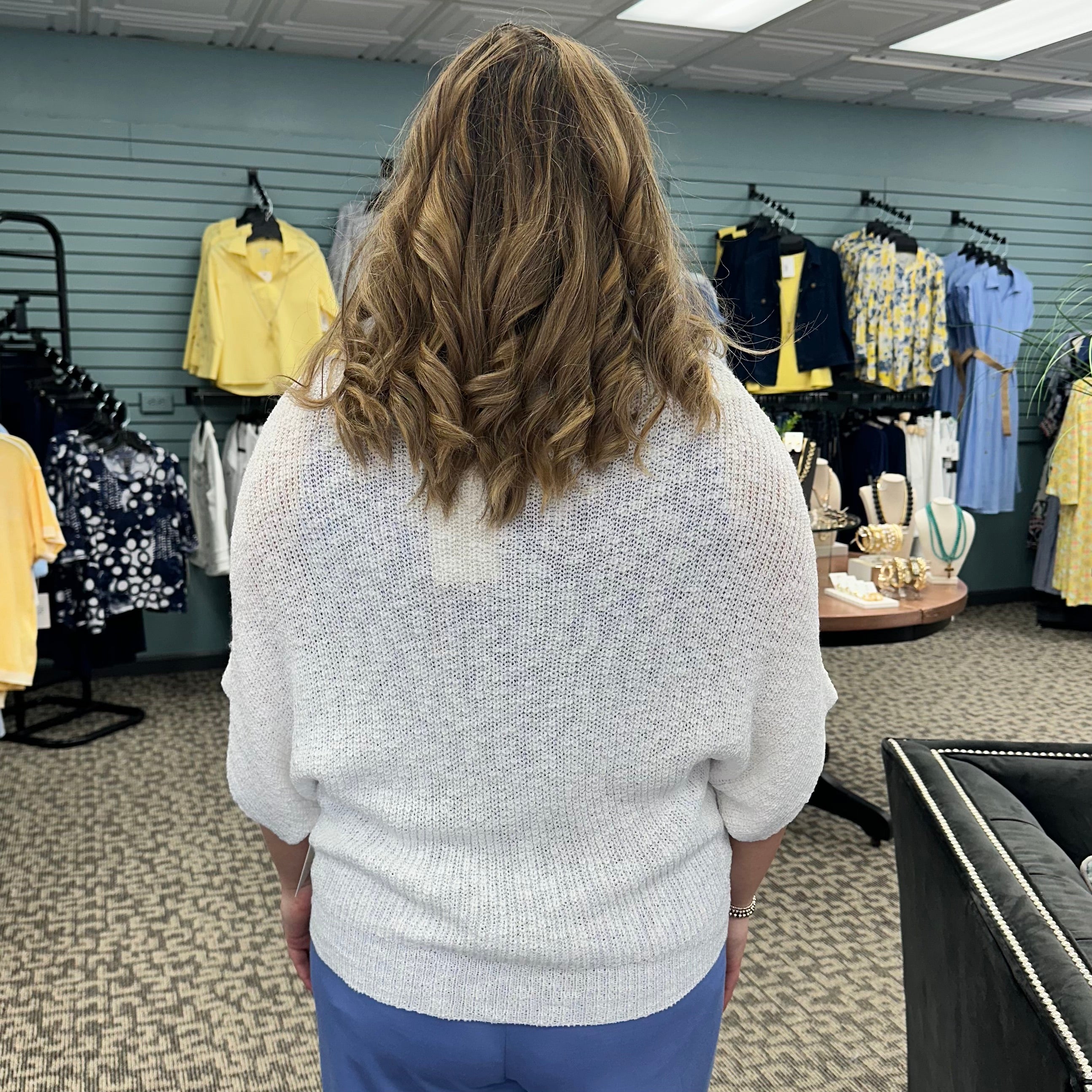 Cropped Half Dolman Sleeve Knit Sweater