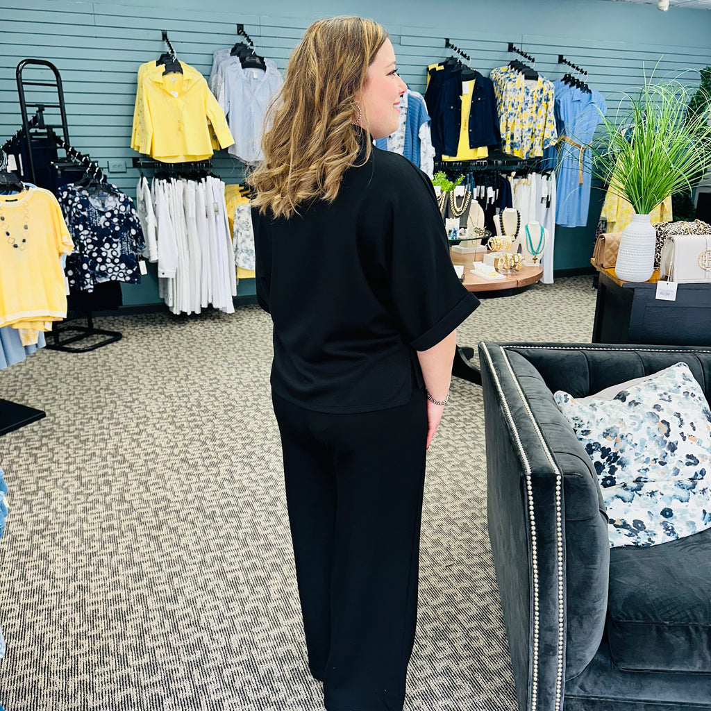 Solid Mock Neck Dolman Sleeve Top