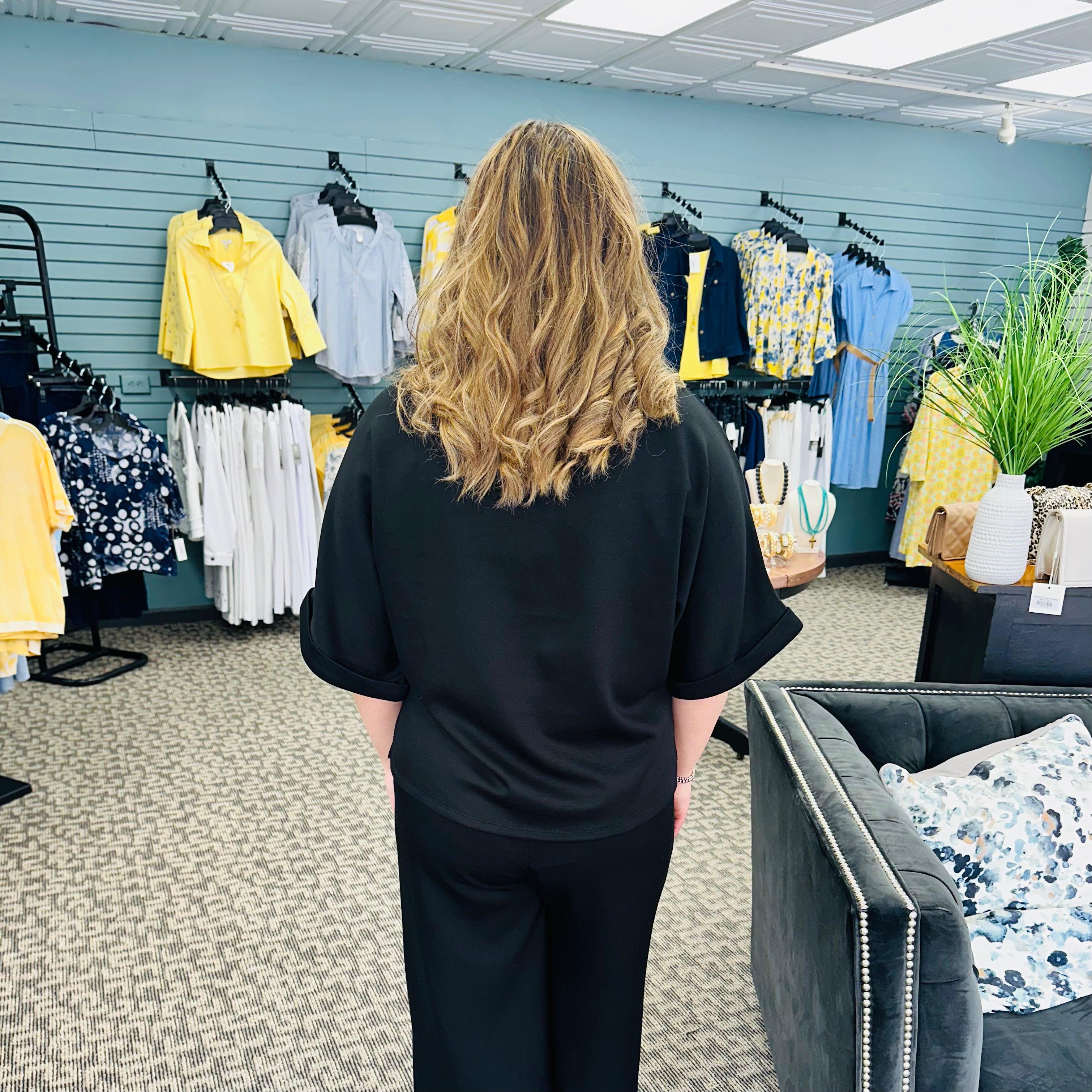 Solid Mock Neck Dolman Sleeve Top