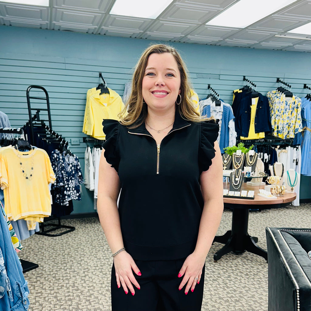 Ruffled Zip-Up Sweatshirt