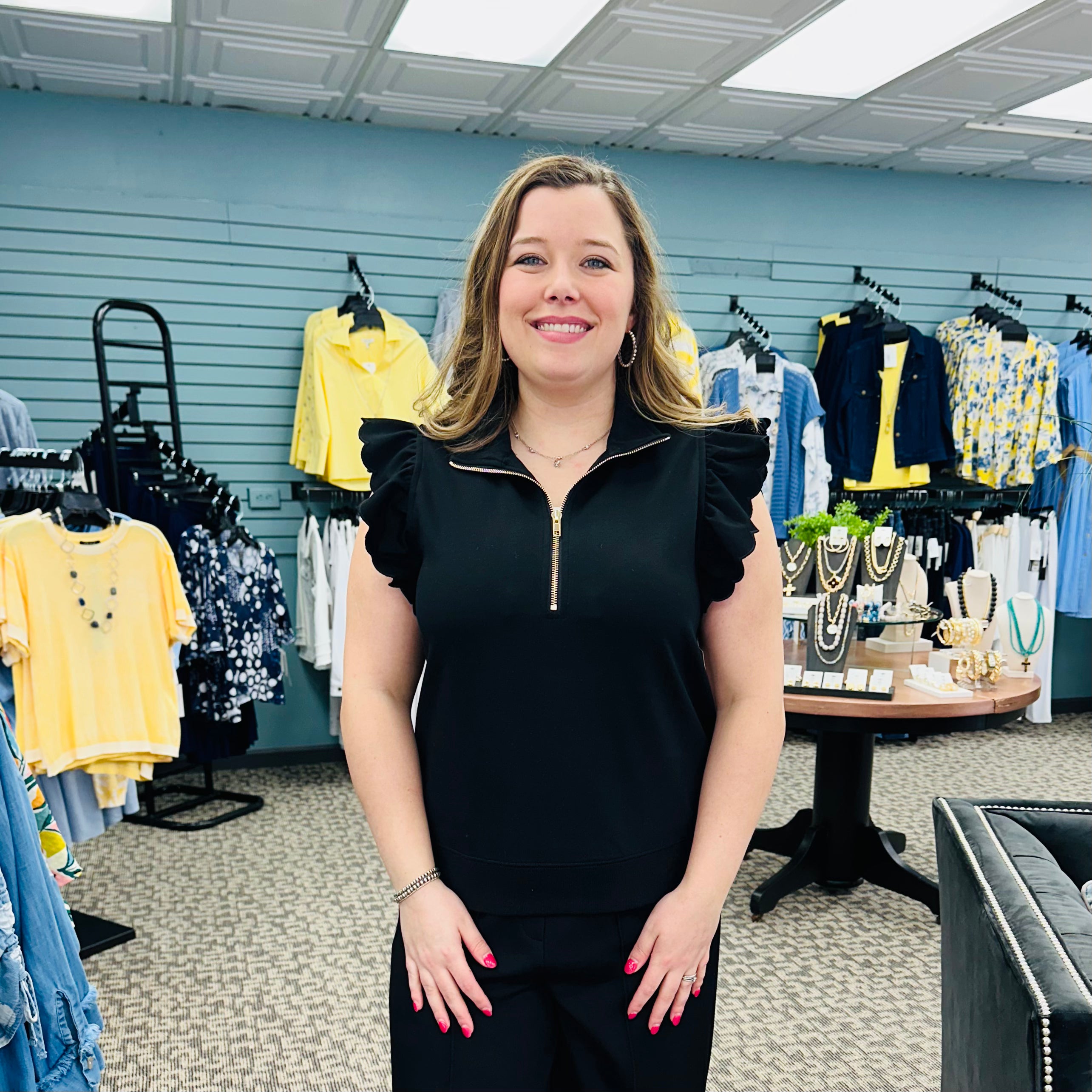 Ruffled Zip-Up Sweatshirt