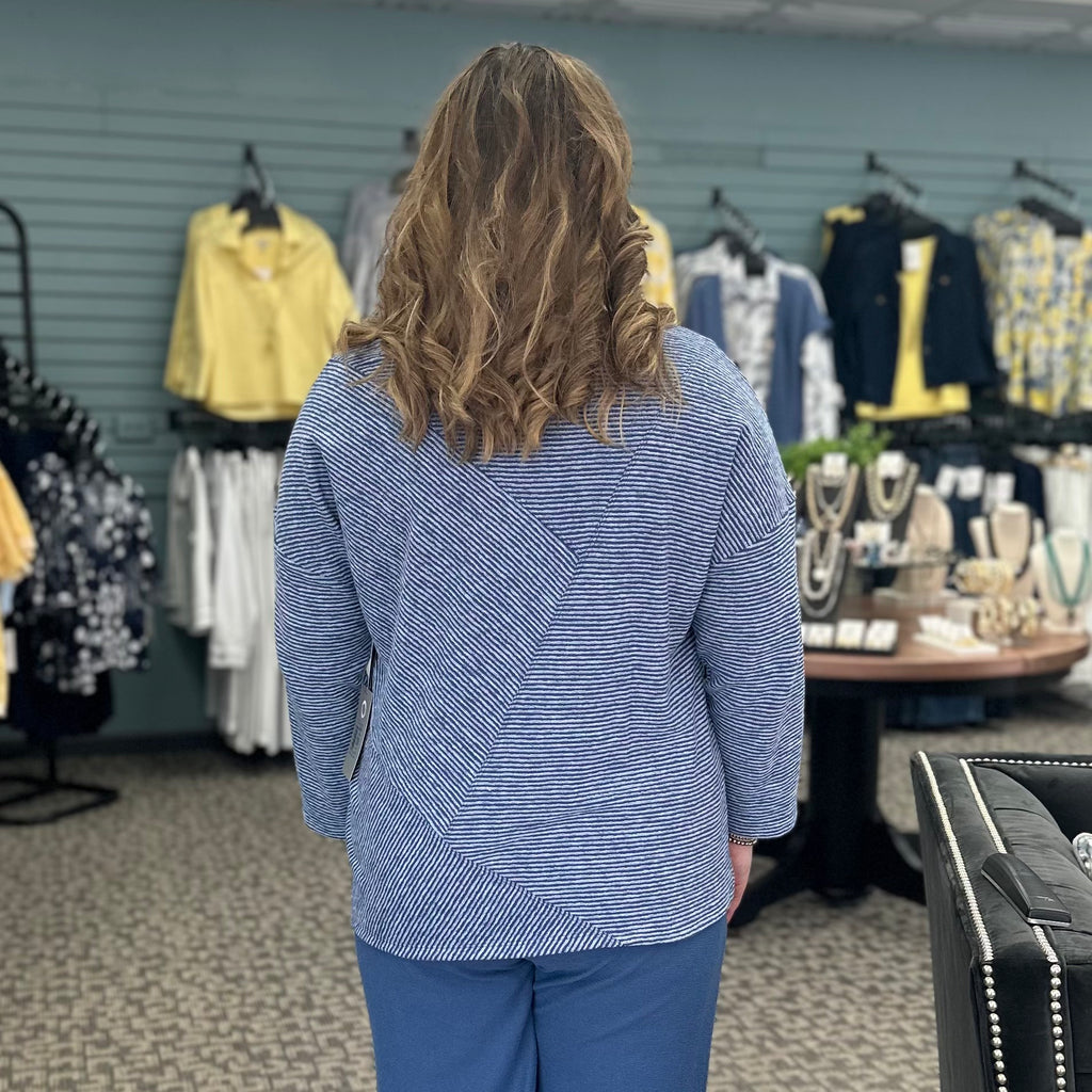 Pasadena Knit Stripe Pacific Seamed Top