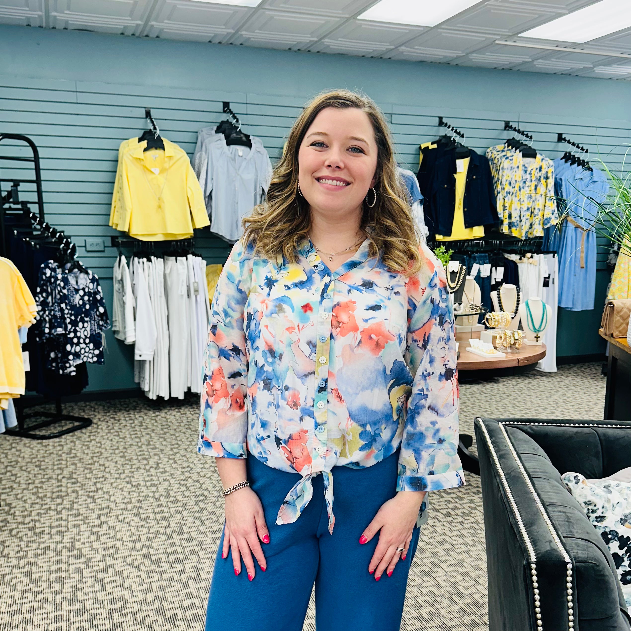 Flattering Button Front Blouse