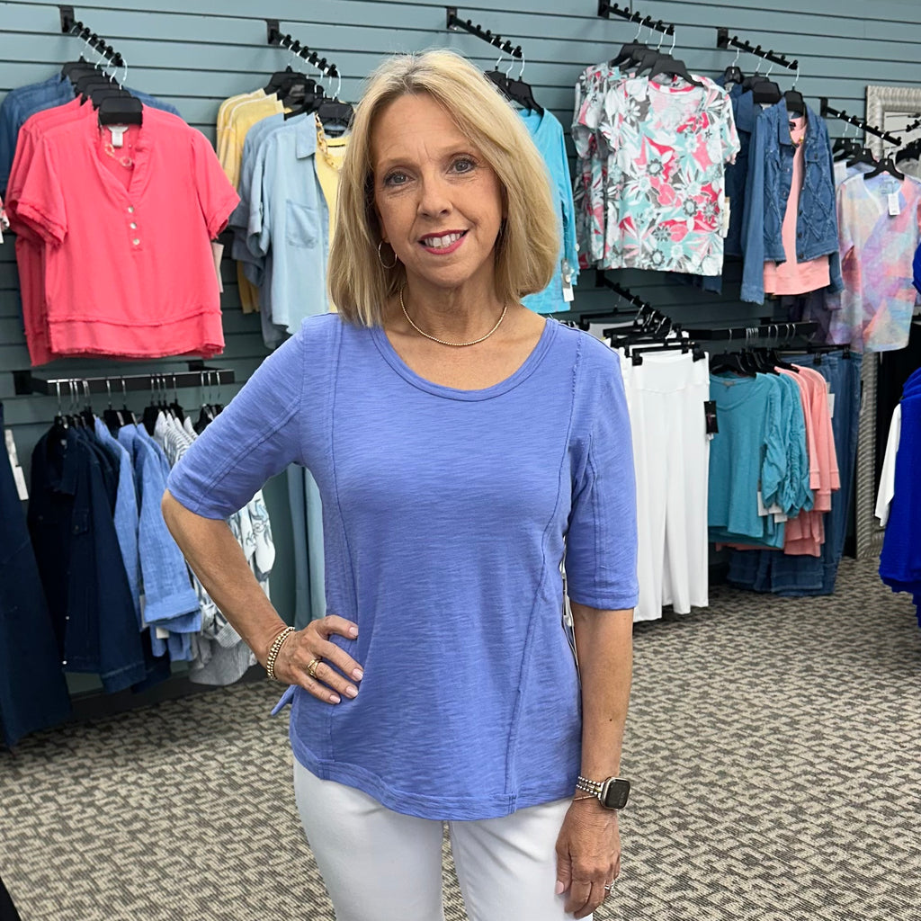 Cotton Slub Seamed Elbow Tee