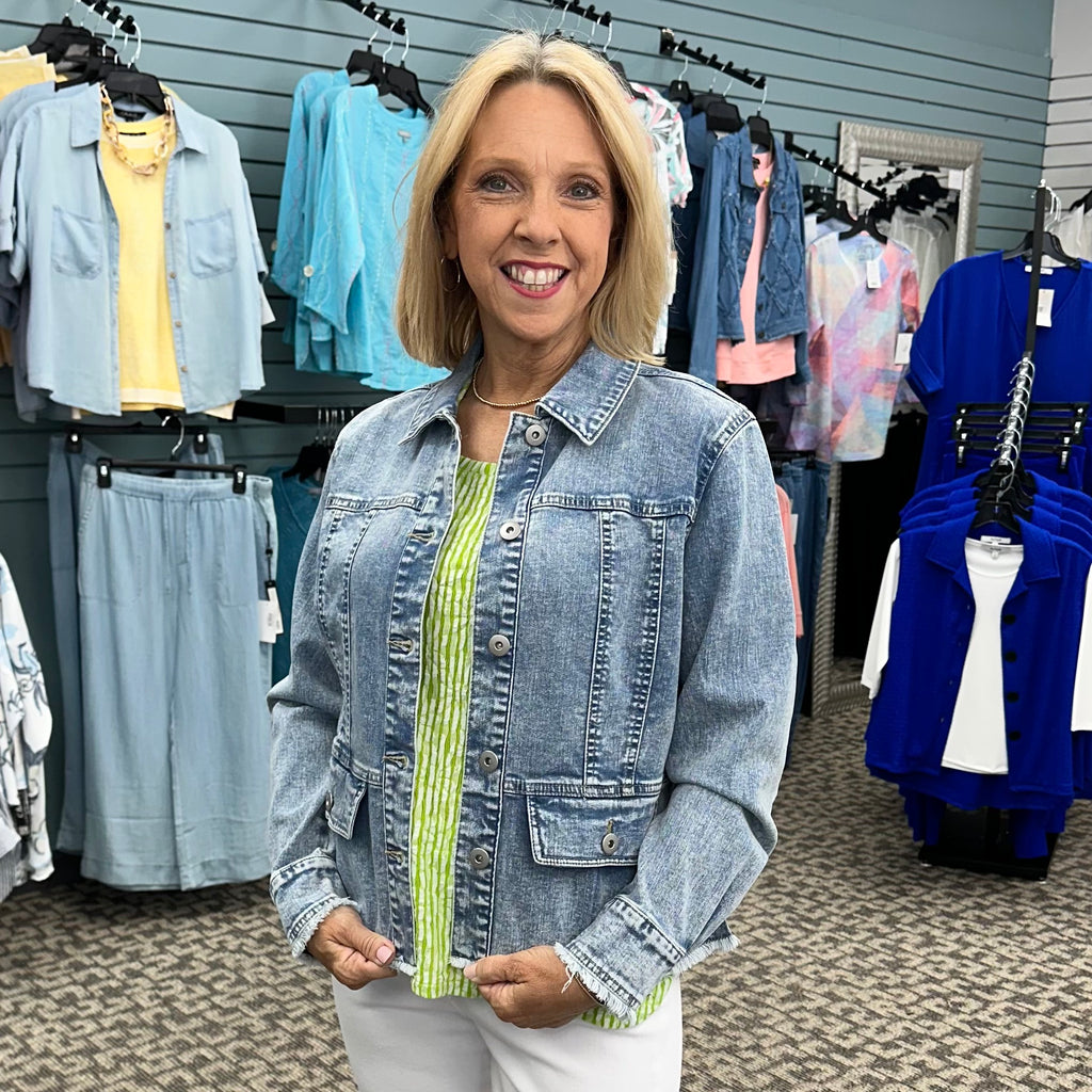 Stretch Denim Peplum Jacket