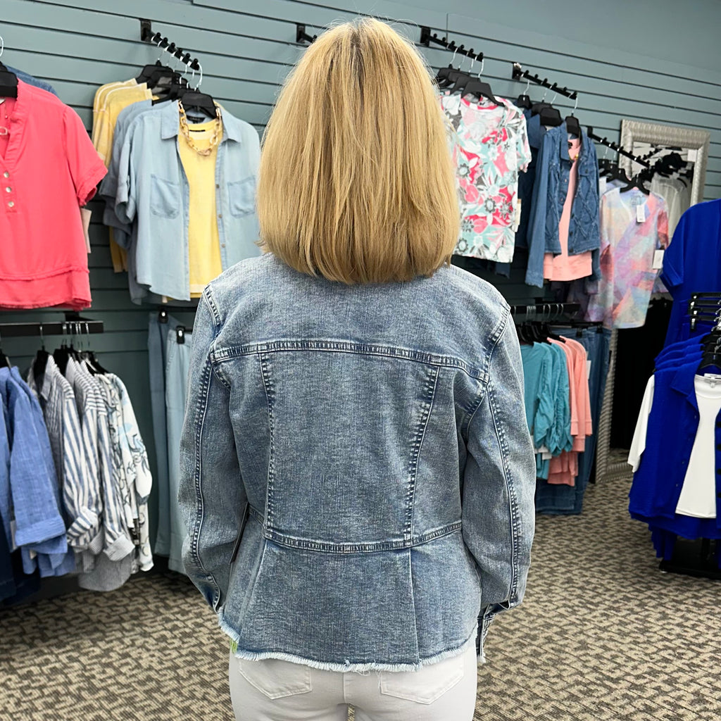 Stretch Denim Peplum Jacket