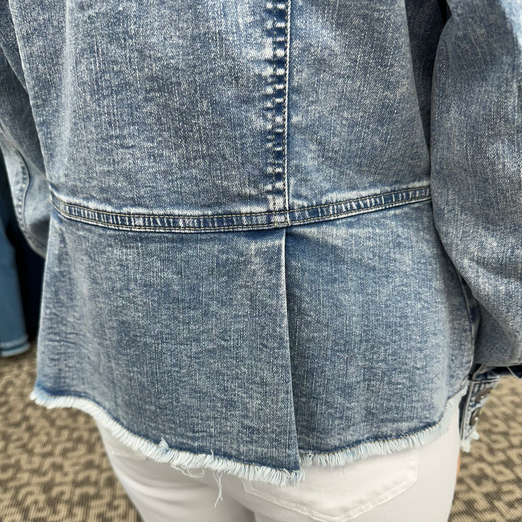 Stretch Denim Peplum Jacket
