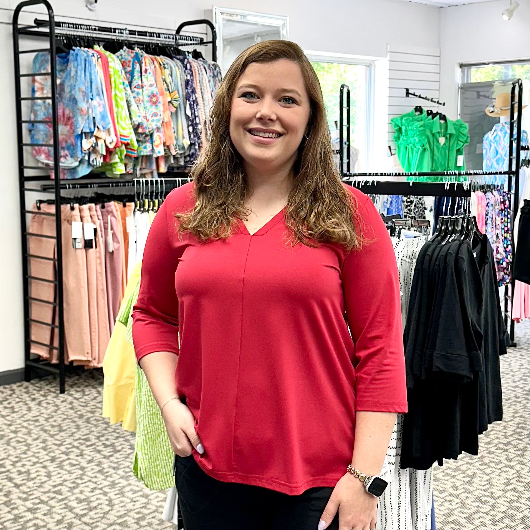 3/4 Sleeve V-Neck Top