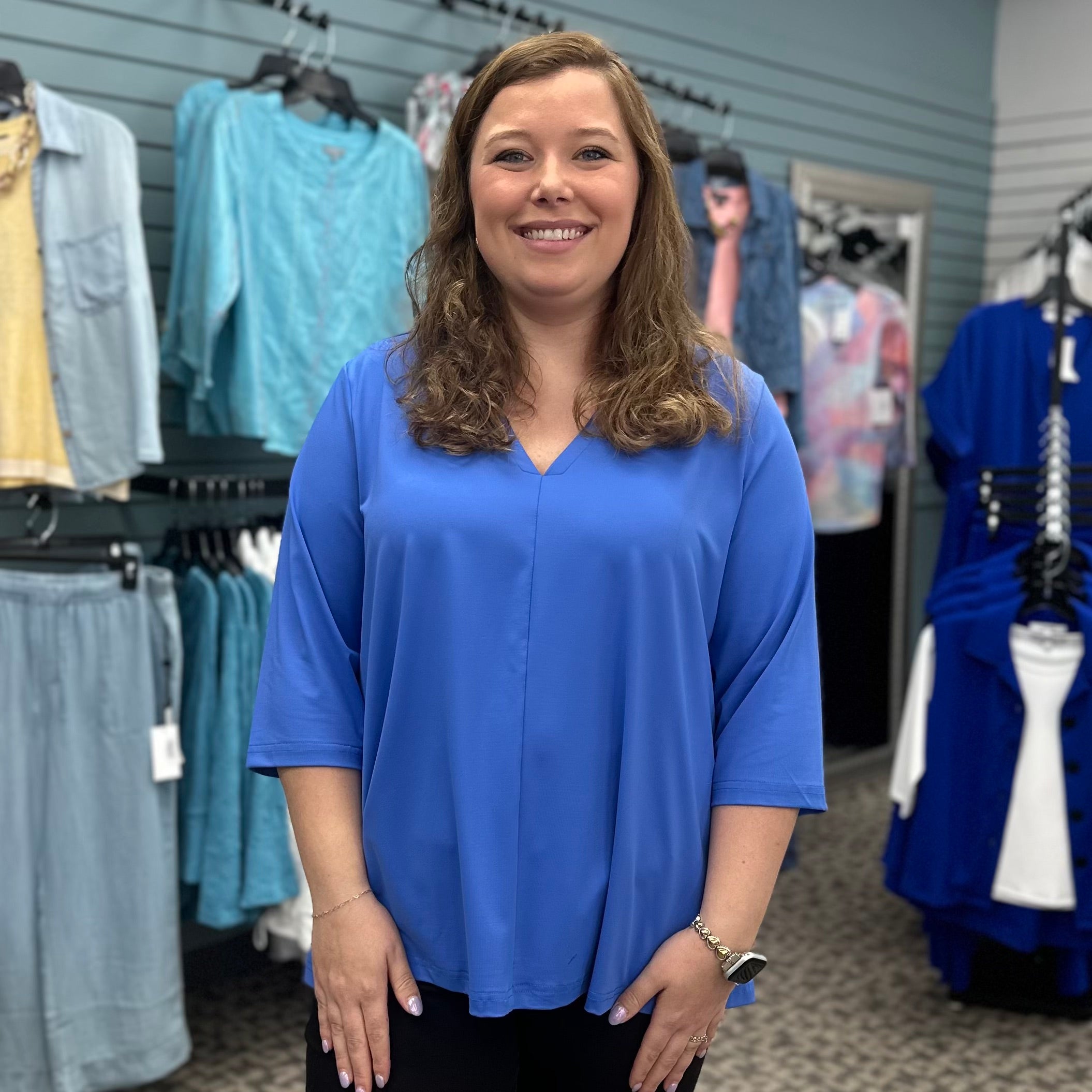 3/4 Sleeve V-Neck Top