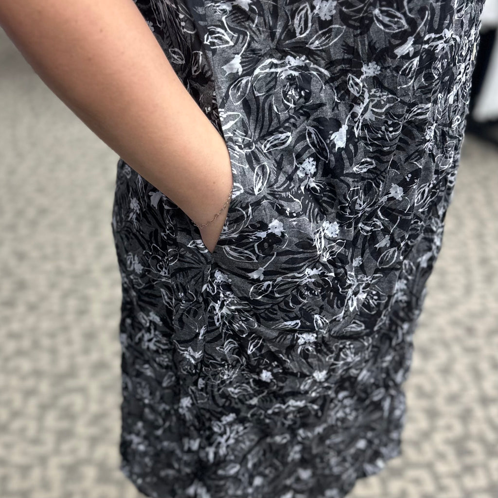 Crinkle Tank Dress With Button Back Detail