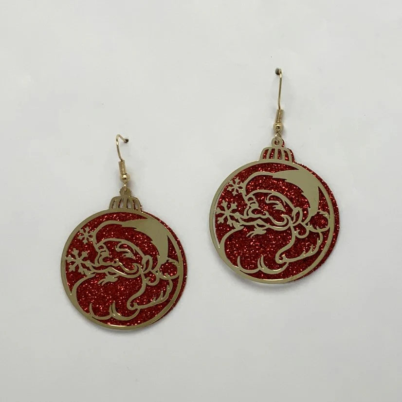 Glittery Santa Earrings