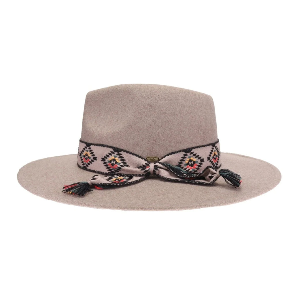 Gianna Felt Panama Hat with Aztec Band