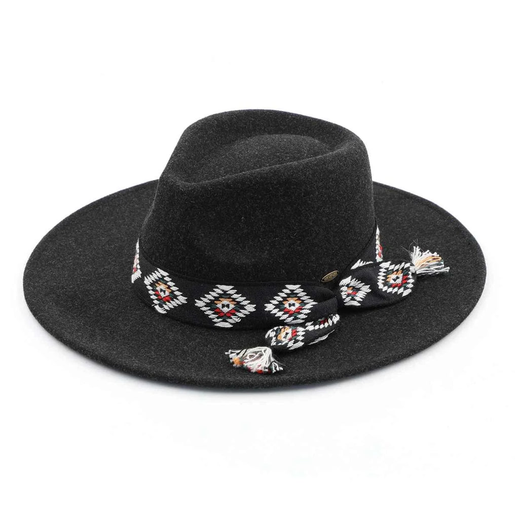 Gianna Felt Panama Hat with Aztec Band
