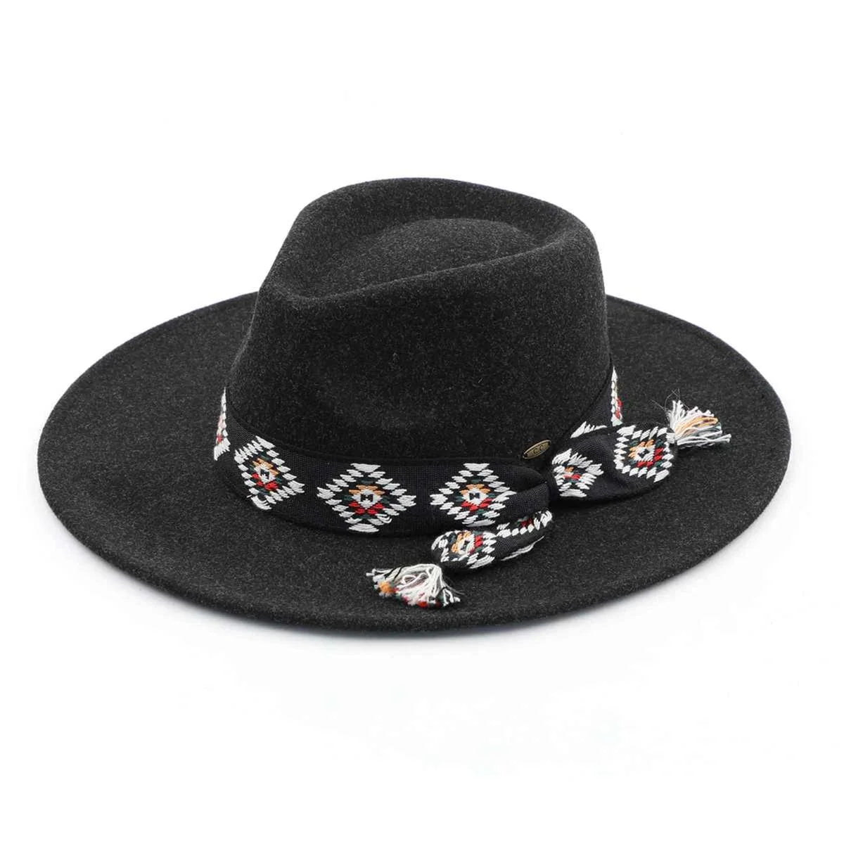Gianna Felt Panama Hat with Aztec Band