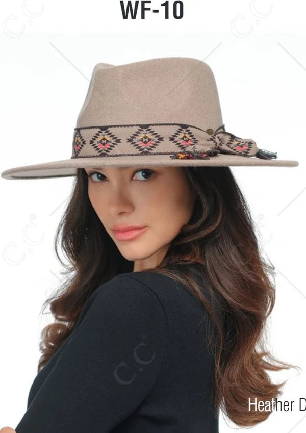 Gianna Felt Panama Hat with Aztec Band