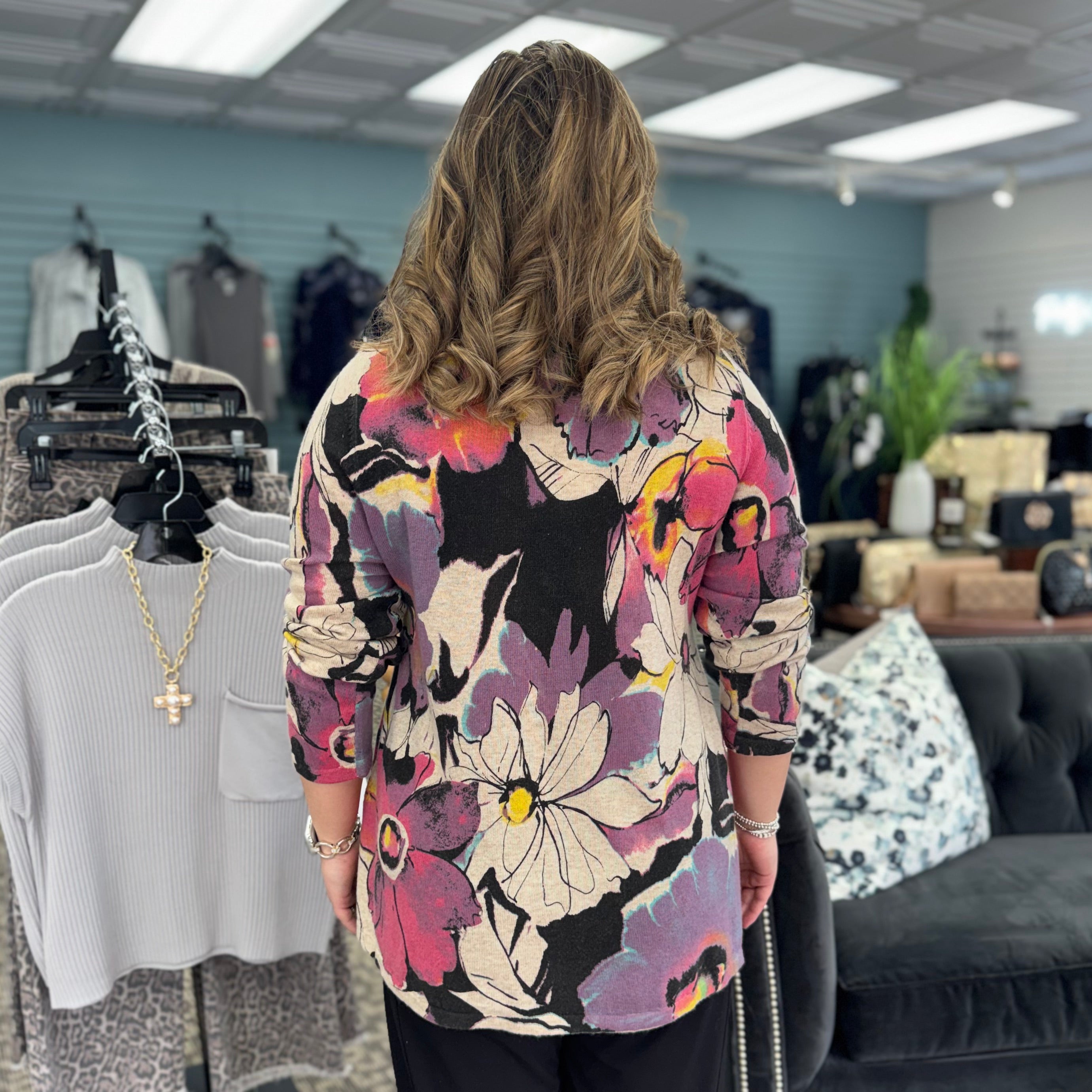 Scoop Neck Sweater- Floral