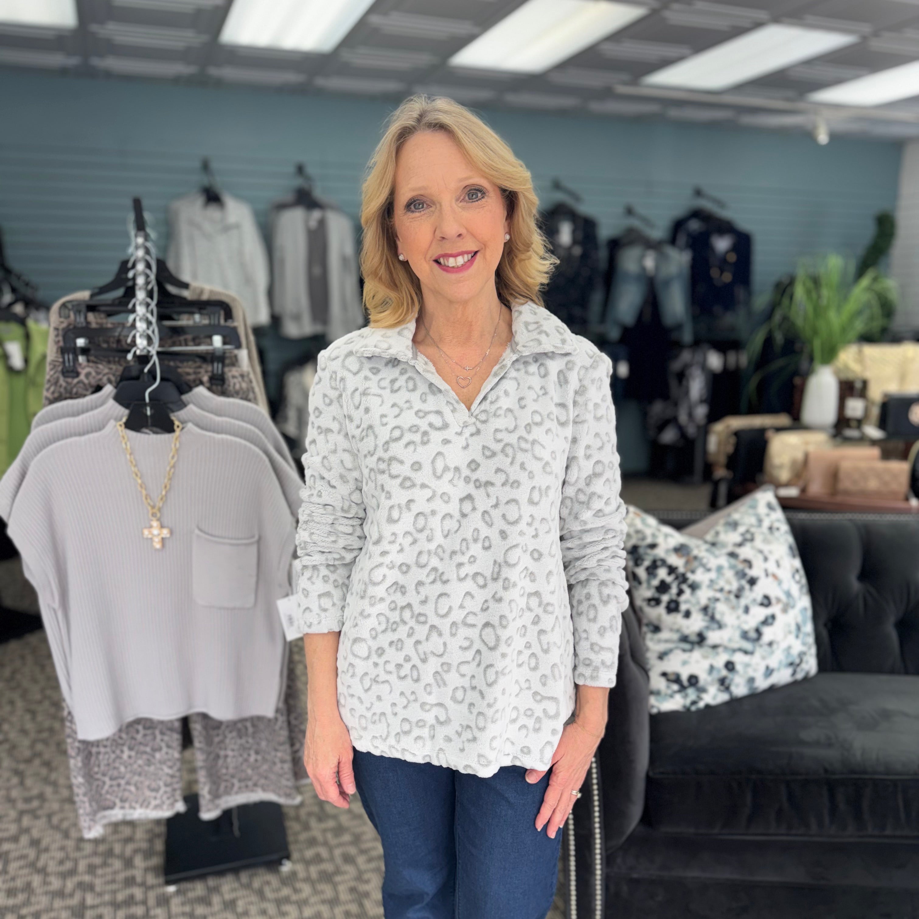 V-Neck Johnny Collar Top