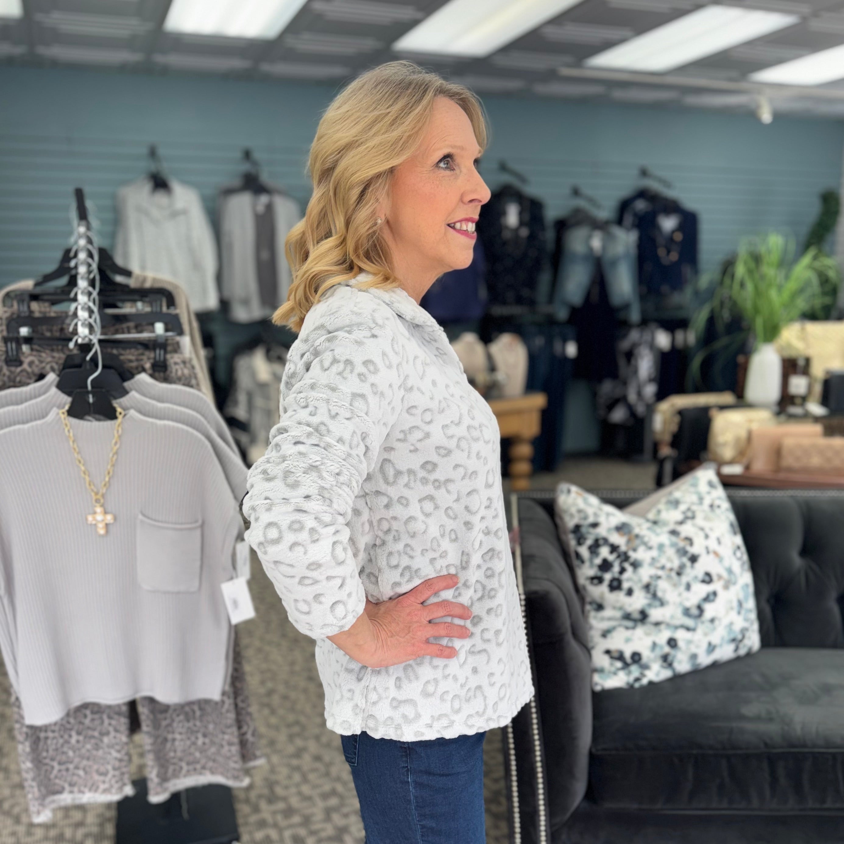 V-Neck Johnny Collar Top