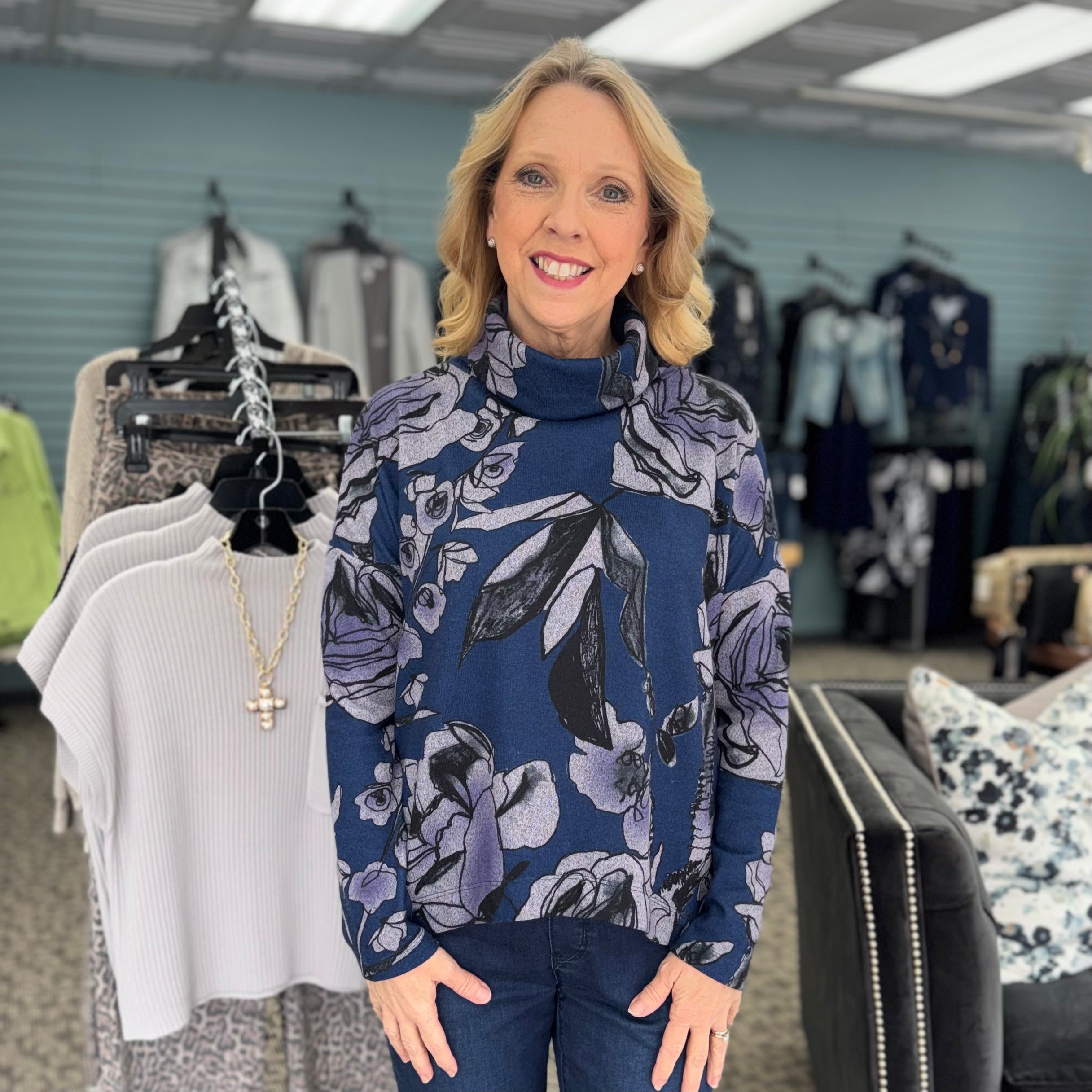 Tipped Hem Soft Turtleneck Sweater