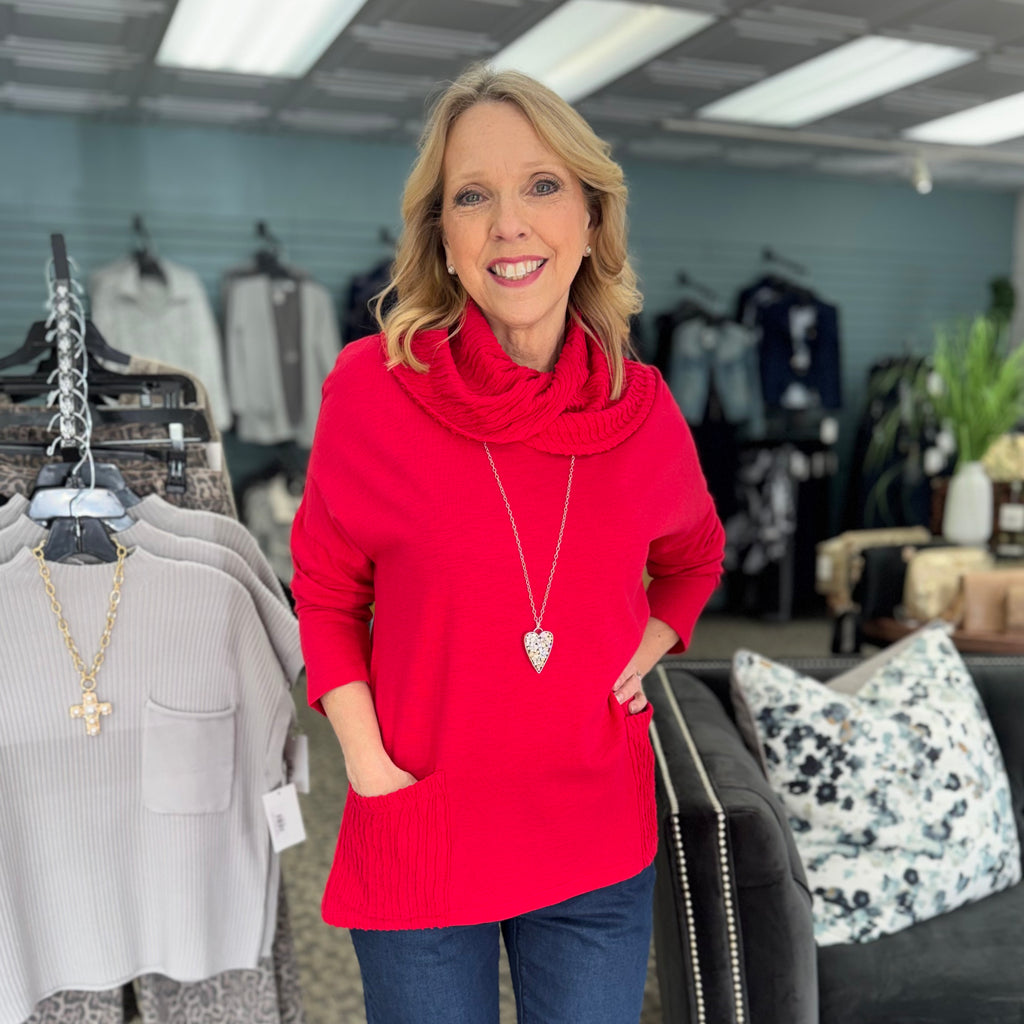 Cowl Neck Patch Pocket Tunic