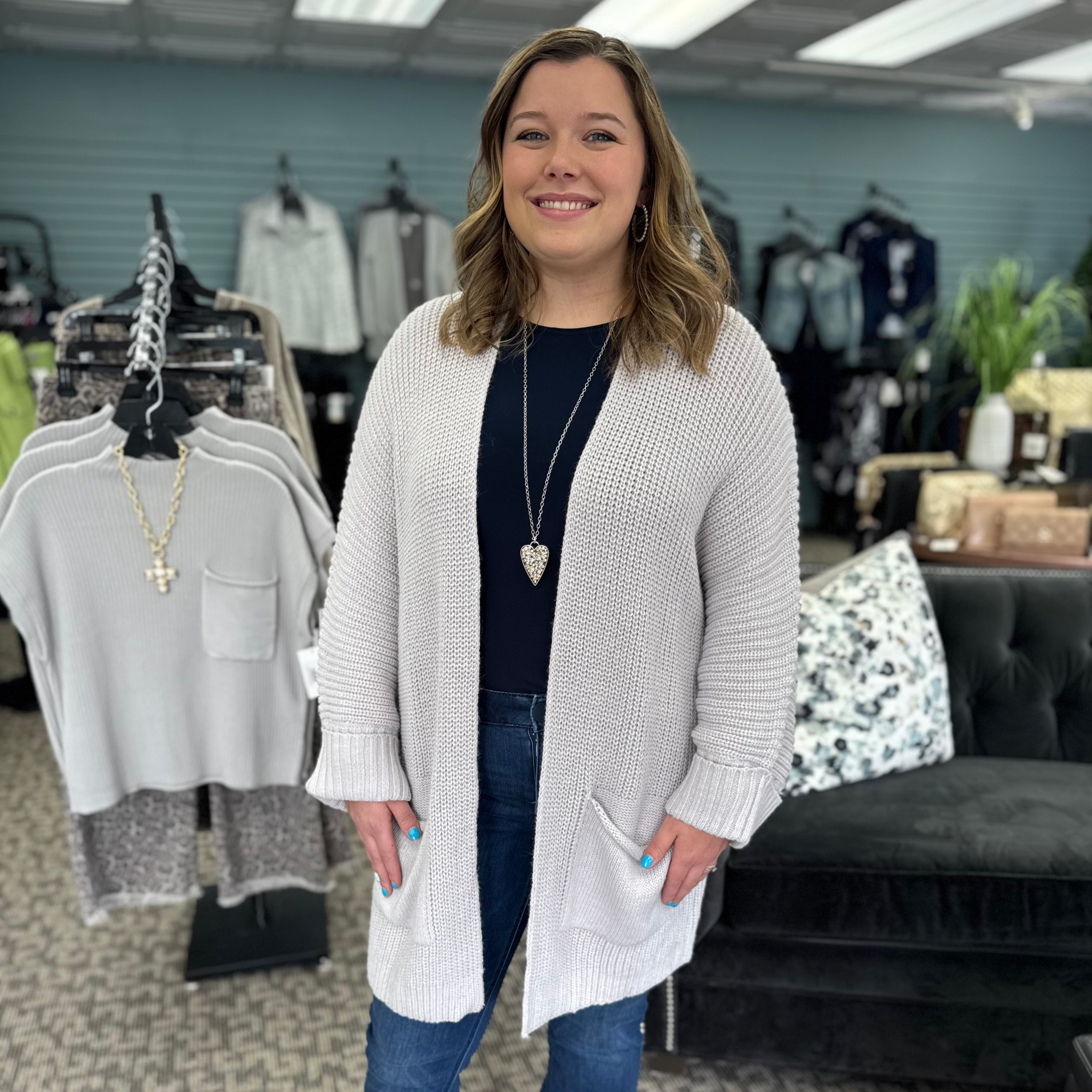 Oversized Fold Over Sleeve Open Front Cardigan