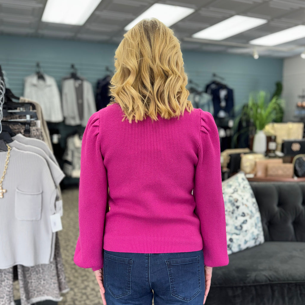 Ribbed Puff Sleeve Sweater