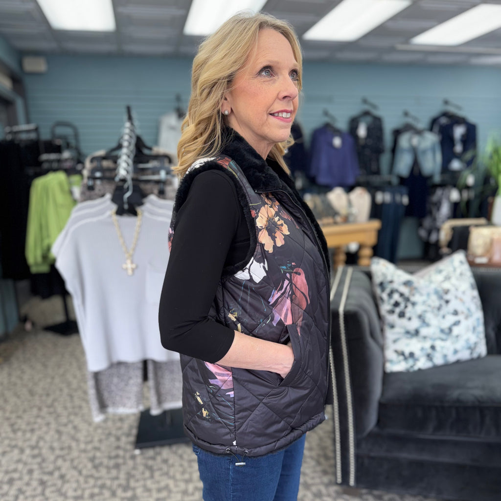 Reversible Quilted Faux Fur Vest