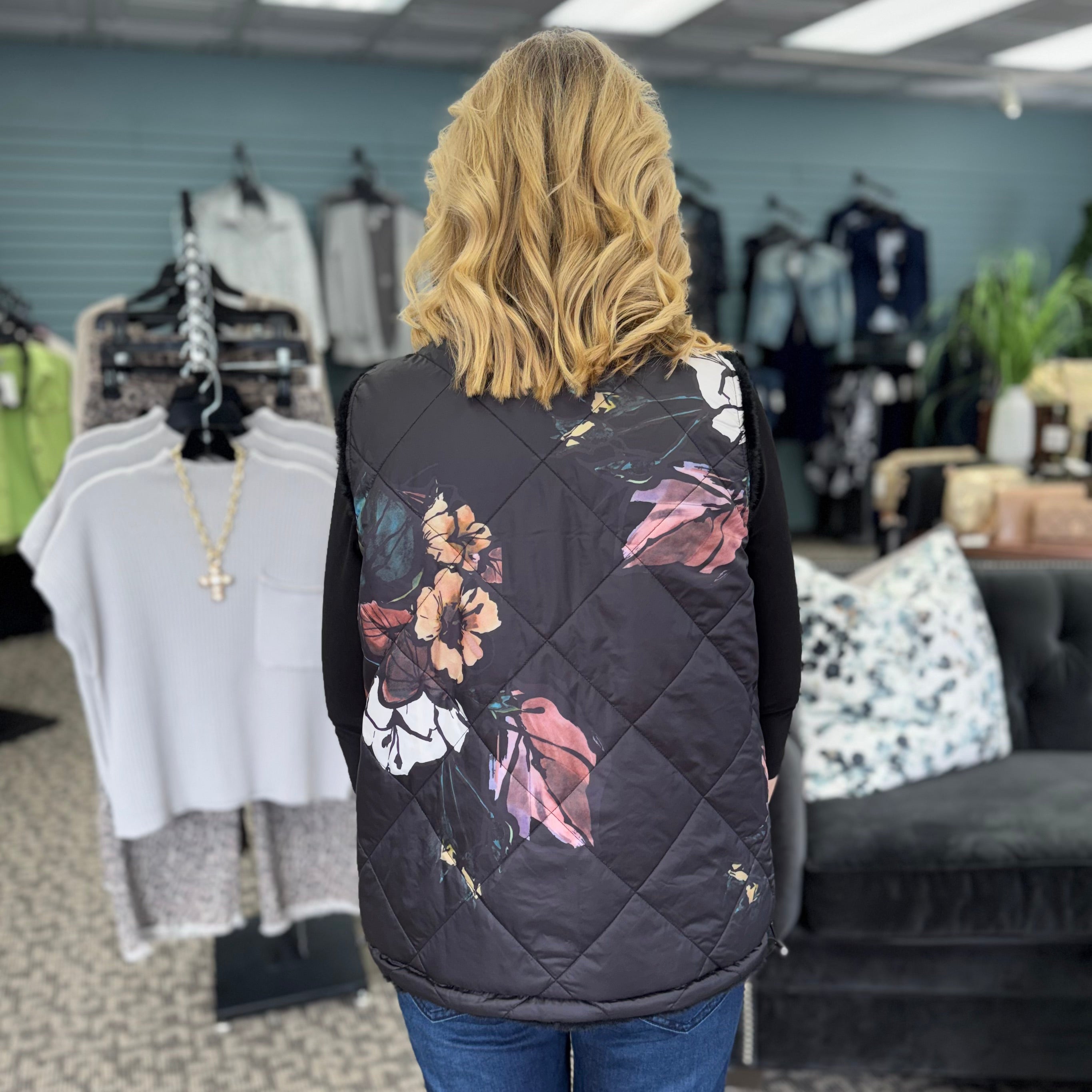 Reversible Quilted Faux Fur Vest