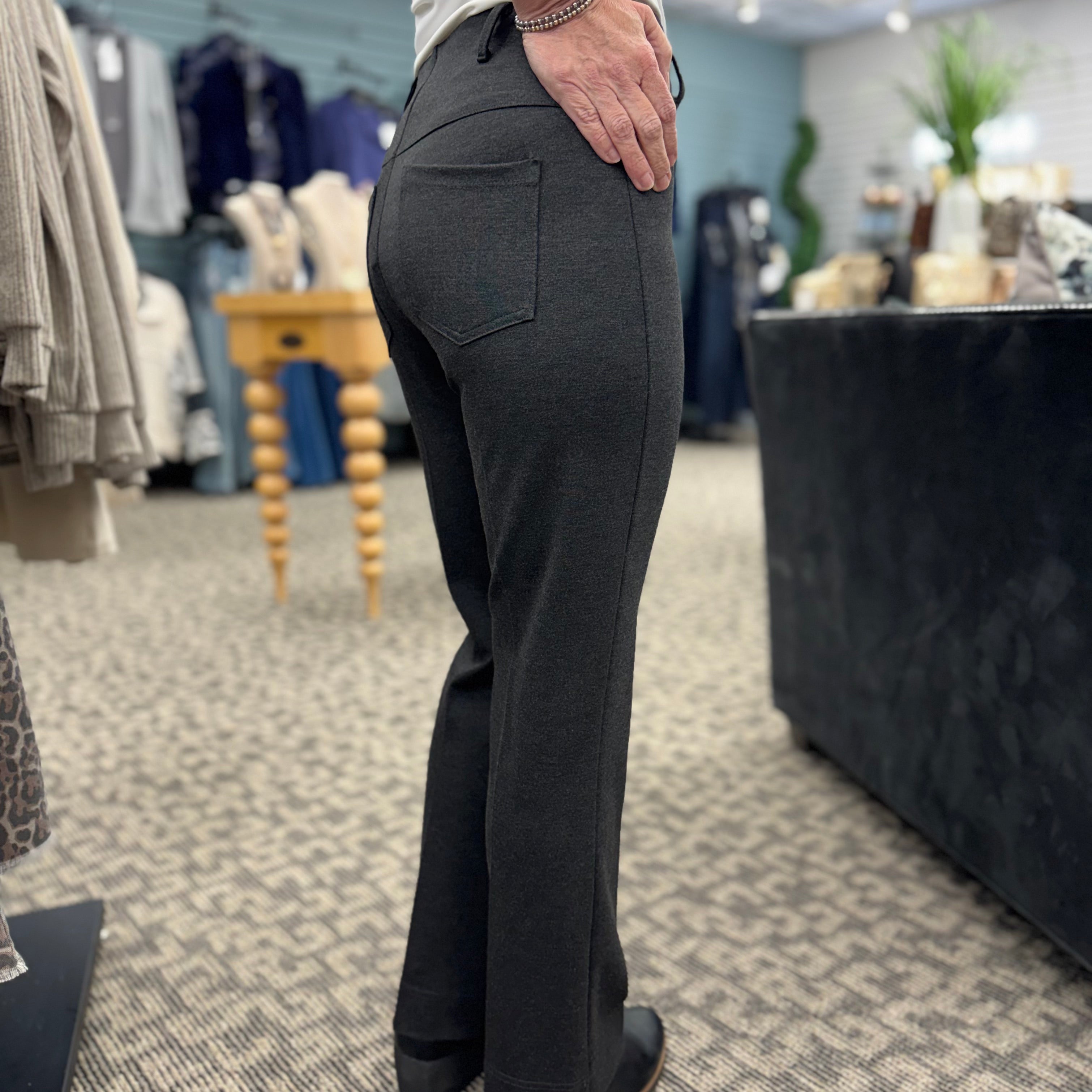 Heavy Knit Straight Pull-On Pants