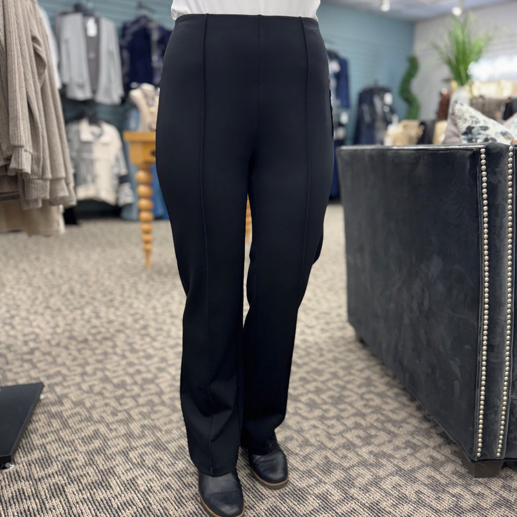 Elastic No Waist Pintuck Flare Leg Ankle Pant