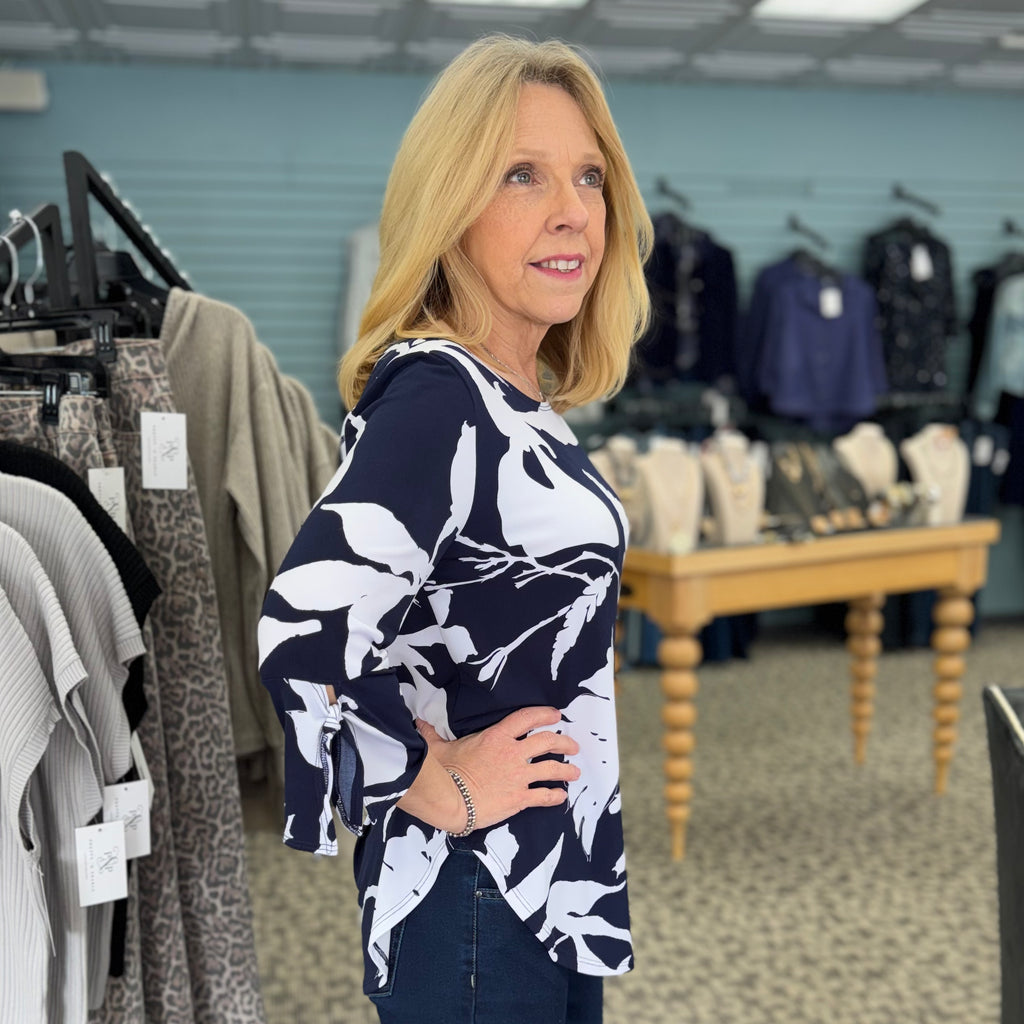 Tie Cuff Curved Hem Tunic