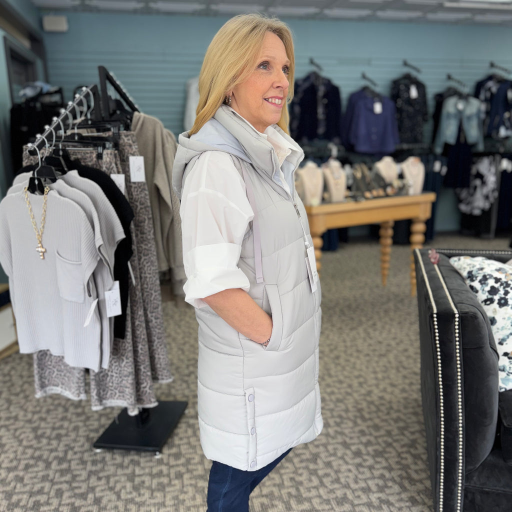 Hooded Zipper Quilted Outerwear Vest