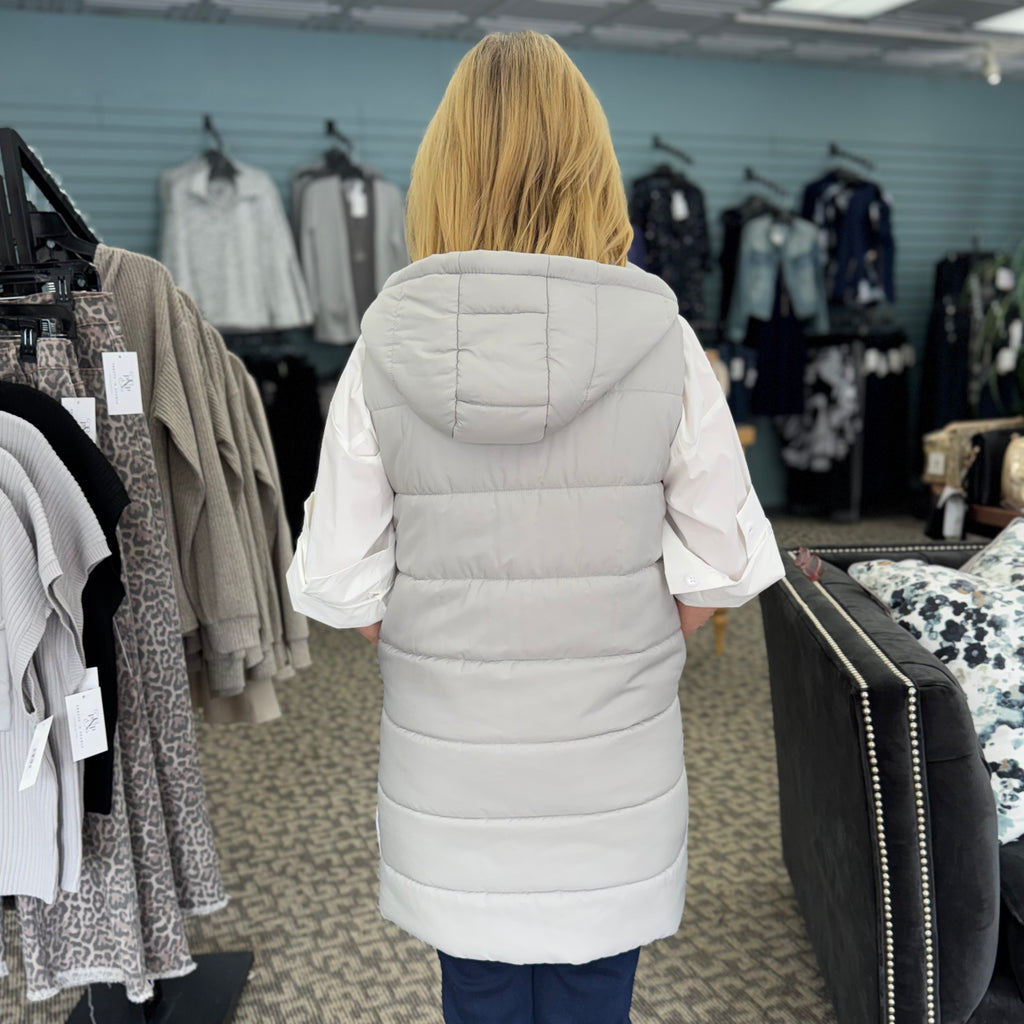 Hooded Zipper Quilted Outerwear Vest