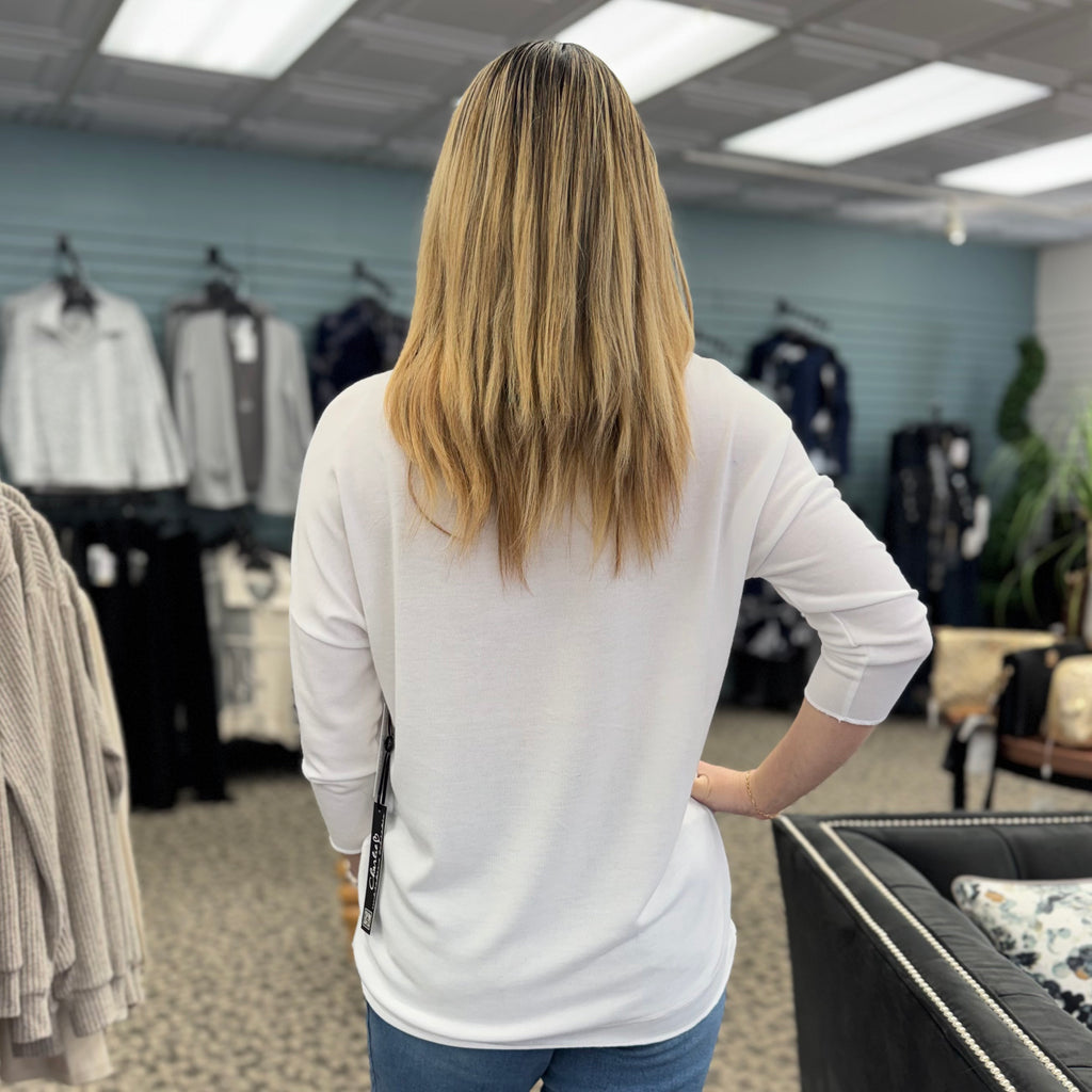 Jersey V-Neck 3/4 Sleeve Printed Top